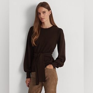 NWT ralph lauren belted cotton blend sweater